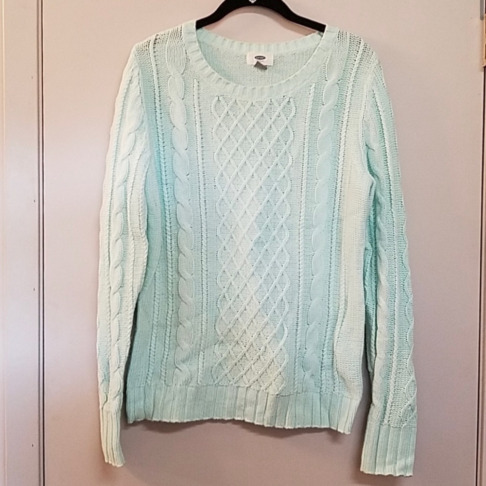 Old Navy Cable Knit Sweater Mint Green Large